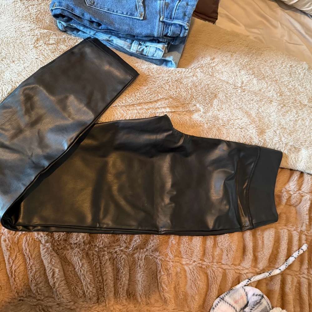 INC International Concepts Black Faux Leather Pants